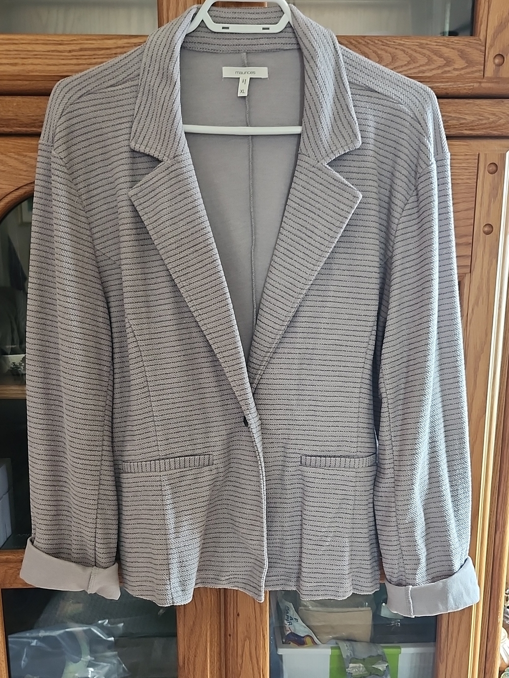 Maurices Gray Textured Knit Blazer